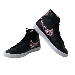 Nike Blazer Mid GS Black and Pink Cheetah Sneakers  DA4674-001 Size 6Y